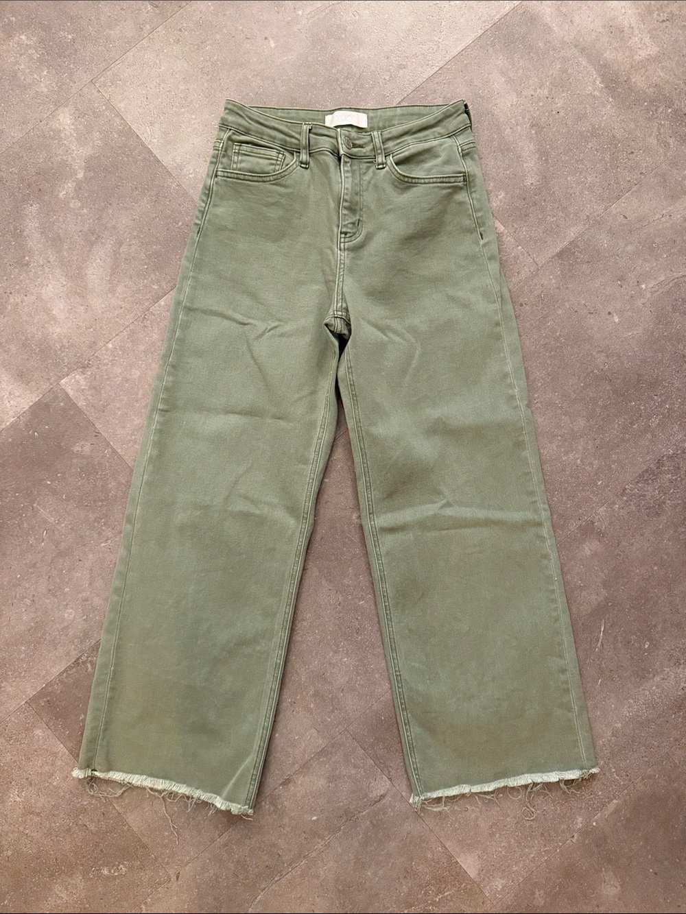 Women’s Vervet High-Rise Wide leg Jeans in Olive Green Sz 27 - Picture 4 of 7